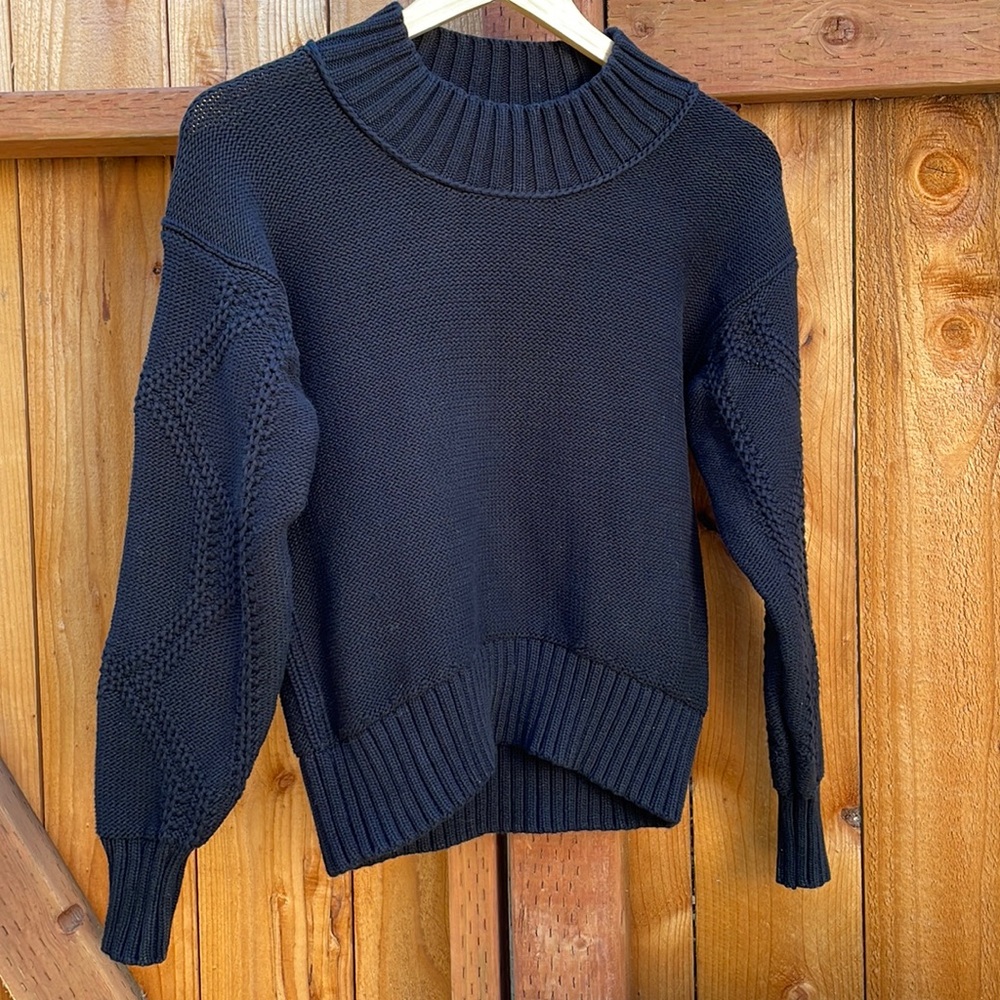 Black Everlane Sweater Mock Crew
